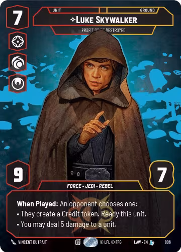 Luke Skywalker - Profit or Be Destroyed (Prestige) (806), A Lawless Time — Star Wars card price