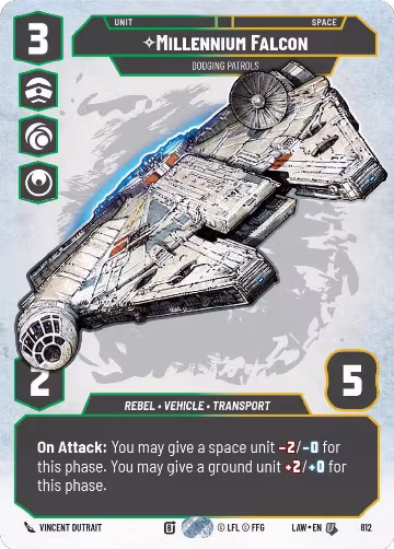 Millennium Falcon - Dodging Patrols (Prestige) (812), A Lawless Time — Star Wars card price