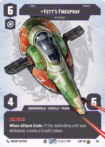 Fett's Firespray - In Pursuit (Prestige) (814), A Lawless Time — Star Wars card price