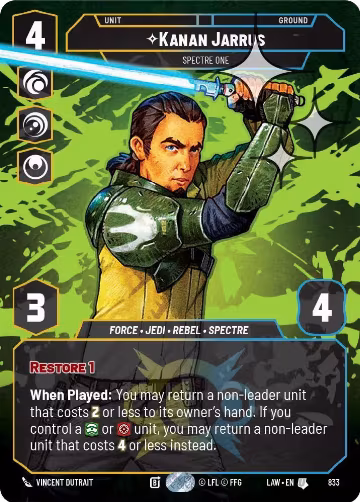 Kanan Jarrus - Spectre One (Prestige Foil) (833), A Lawless Time — Star Wars card price