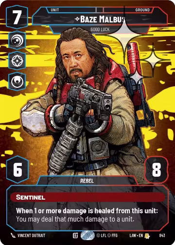 Baze Malbus - Good Luck (Prestige Foil) (843), A Lawless Time — Star Wars card price