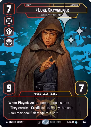 Luke Skywalker - Profit or Be Destroyed (Prestige Foil) (845), A Lawless Time — Star Wars card price