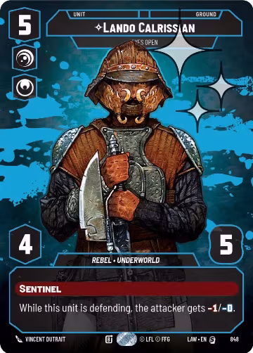 Lando Calrissian - Eyes Open (Prestige Foil) (848), A Lawless Time — Star Wars card price