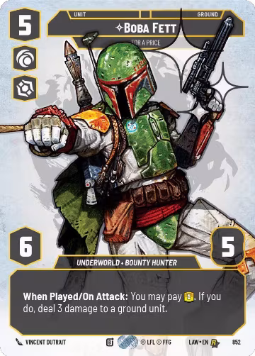 Boba Fett - For a Price (Prestige Foil) (852), A Lawless Time — Star Wars card price