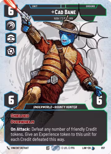 Cade Bane - Now It's My Turn (Prestige Foil) (857), A Lawless Time — Star Wars card price
