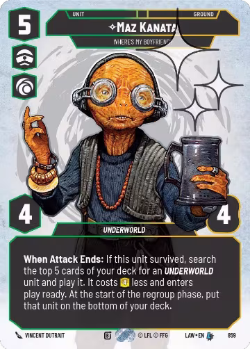 Maz Kanata - Where's My Boyfriend? (Prestige Foil) (859), A Lawless Time — Star Wars card price