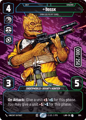 Bossk - Join Our Merry Band (Serialized) (864), A Lawless Time — Star Wars card price
