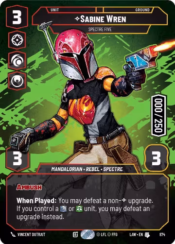 Sabine Wren - Spectre Five (Serialized) (874), A Lawless Time — Star Wars card price