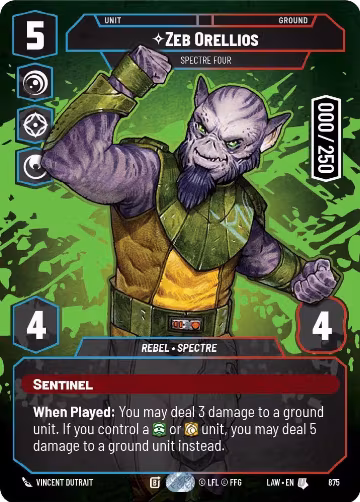 Zeb Orellios - Spectre Four (Serialized) (875), A Lawless Time — Star Wars card price