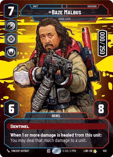Baze Malbus - Good Luck (Serialized) (882), A Lawless Time — Star Wars card price