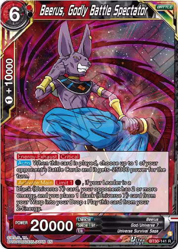 Beerus, Godly Battle Spectator (BT30-141), Three Glorious Fighters — DB Super card price