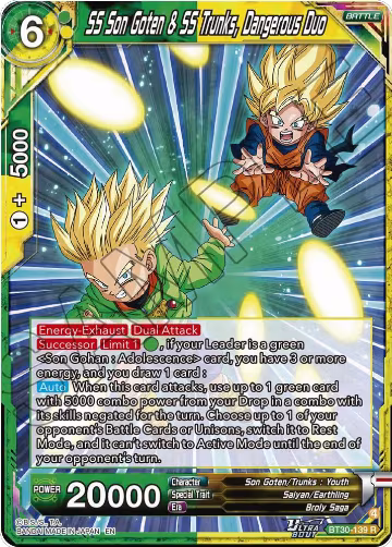 SS Son Goten & SS Trunks, Drangerous Duo (BT30-139), Three Glorious Fighters — DB Super card price
