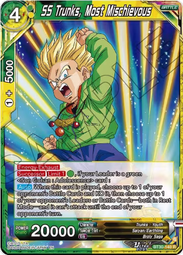 SS Trunks, Most Mischievous (BT30-140), Three Glorious Fighters — DB Super card price