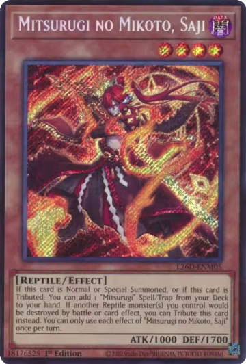 Mitsurugi no Mikoto, Saji (Secret Rare) (L26D-ENM05), Legendary Modern Decks 2026 — Yu-Gi-Oh! card price