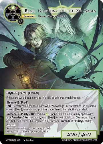Brad, Gluttony of the Six Sages (MP03-087 MR), Masterpiece Collection 03 "Dimensional Hope" — Force of Will card price