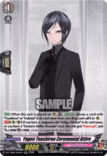 Yagen Toushirou Ceremonial Attire (DZ-TB02/024EN), DZ-TB02: Touken Ranbu Online — Vanguard card price