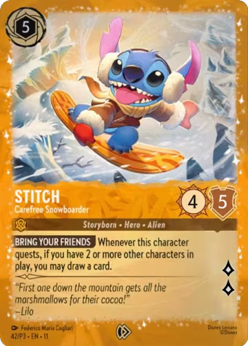 Stitch - Carefree Snowboarder (42), Disney Lorcana Promo Cards — Lorcana card price