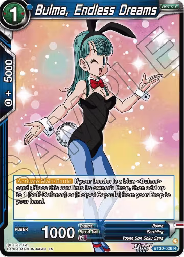 Bulma, Endless Dreams (BT30-026), Three Glorious Fighters — DB Super card price