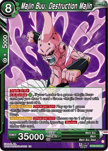 Majin Buu, Destruction Majin (BT30-056), Three Glorious Fighters — DB Super card price