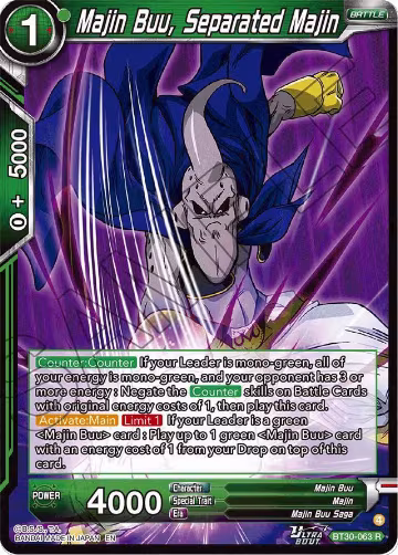 Majin Buu, Separated Majin (BT30-063), Three Glorious Fighters — DB Super card price