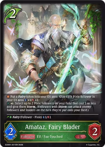 Amataz, Fairy Blader (SDD01-001EN), Showdown Deck: Forestcraft — Shadowverse card price