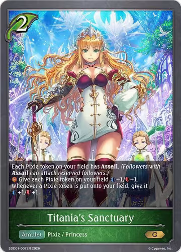 Titania's Sanctuary (SDD01-007EN), Showdown Deck: Forestcraft — Shadowverse card price