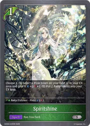 Spiritshine (SDD01-015EN), Showdown Deck: Forestcraft — Shadowverse card price