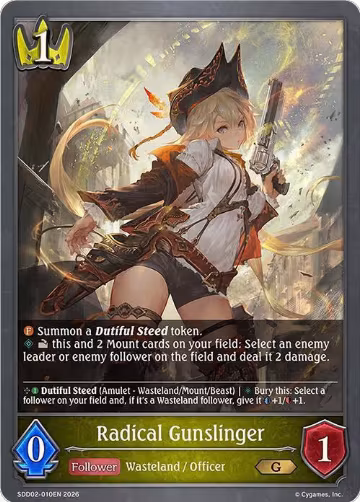 Radical Gunslinger (SDD02-010EN), Showdown Deck: Swordcraft — Shadowverse card price