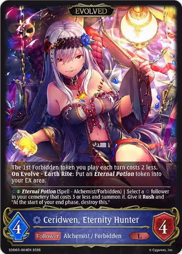 Ceridwen, Eternity Hunter (Evolved) (SDD03-004EN), Showdown Deck: Runecraft — Shadowverse card price