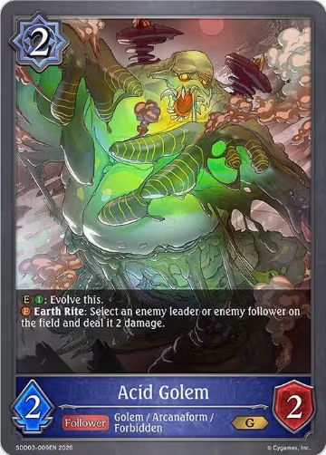 Acid Golem (SDD03-009EN), Showdown Deck: Runecraft — Shadowverse card price