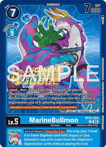 MarineBullmon (Judge Pack 9) (BT22-024 U), Cyber Eden — Digimon card price