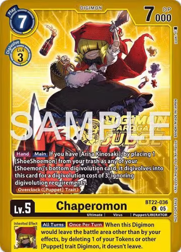 Chaperomon (Judge Pack 9) (BT22-036 U), Cyber Eden — Digimon card price