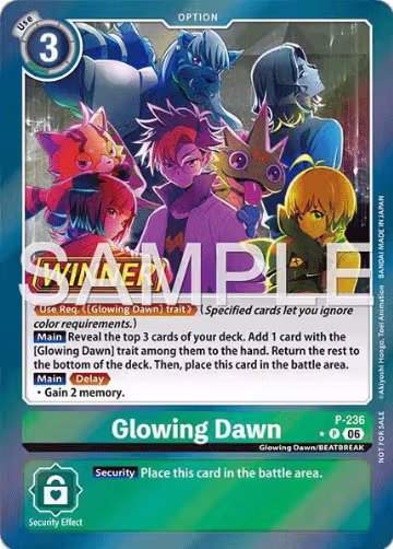 Glowing Dawn (Store Tournament 2026 Vol. 2 Winner Pack) (P-236 P), Digimon Promotion Cards — Digimon card price