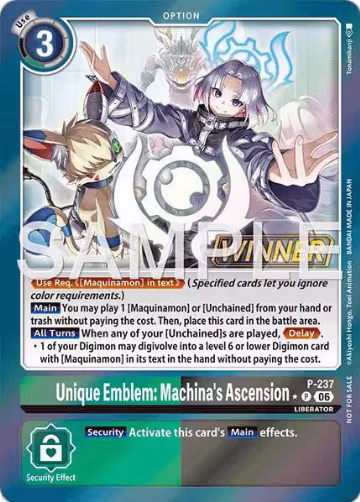 Unique Emblem: Machina's Ascension (Store Tournament 2026 Vol. 2 Winner Pack) (P-237 P), Digimon Promotion Cards — Digimon card price