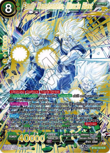 Family Kamehameha, Miracle Blast (SCR) (BT30-150), Three Glorious Fighters — DB Super card price
