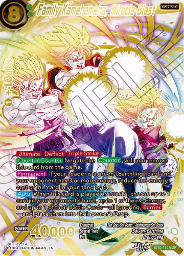 Family Kamehameha, Miracle Blast (GDR) (BT30-150), Three Glorious Fighters — DB Super card price