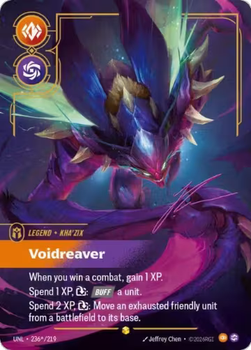 Kha'Zix, Voidreaver (Signature) (236*/219), Unleashed — Riftbound card price