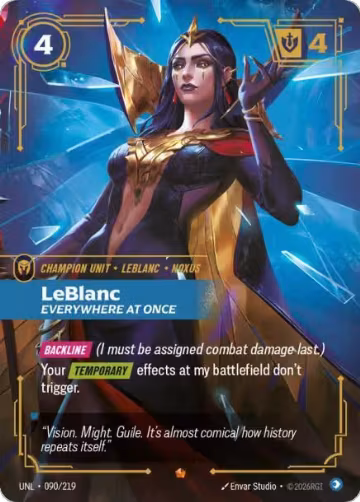 LeBlanc, Everywhere At Once (090/219), Unleashed — Riftbound card price