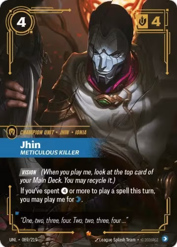Jhin, Meticulous Killer (089/219), Unleashed — Riftbound card price