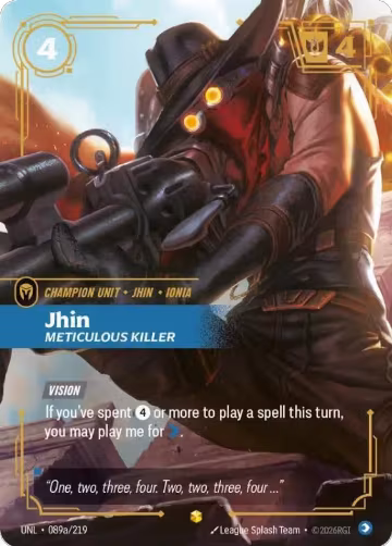 Jhin, Meticulous Killer (Alternate Art) (089a/219), Unleashed — Riftbound card price