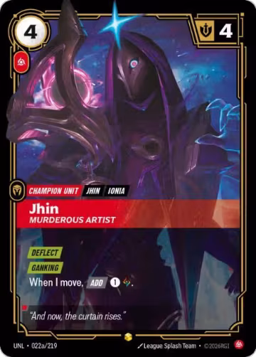 Jhin, Murderous Artist (Alternate Art) (022a/219), Unleashed — Riftbound card price