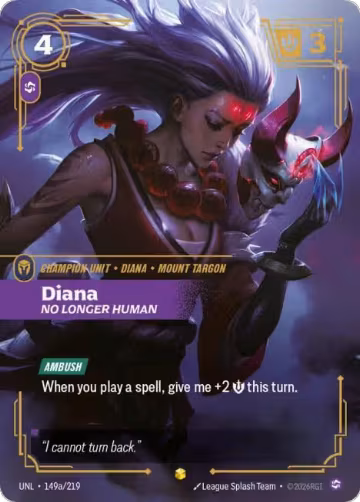 Diana, No Longer Human (Alternate Art) (149a/219), Unleashed — Riftbound card price