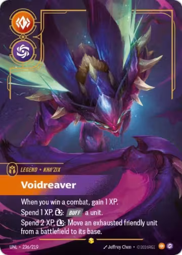 Kha'Zix, Voidreaver (Overnumbered) (236/219), Unleashed — Riftbound card price