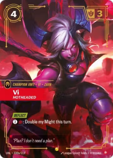 Vi, Hotheaded (Alternate Art) (030a/219), Unleashed — Riftbound card price
