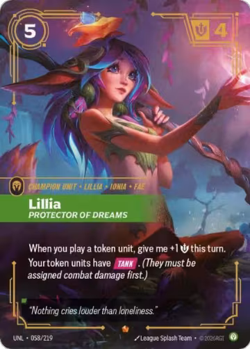 Lillia, Protector of Dreams (058/219), Unleashed — Riftbound card price