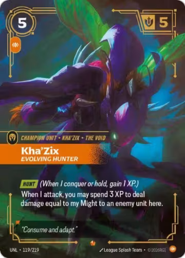 Kha'Zix, Evolving Hunter (119/219), Unleashed — Riftbound card price