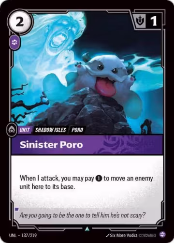 Sinister Poro (137/219), Unleashed — Riftbound card price
