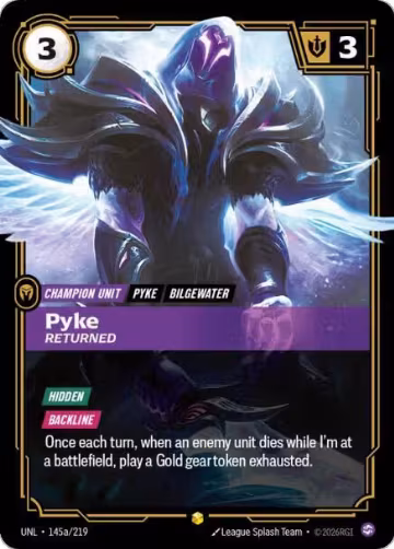 Pyke, Returned (Alternate Art) (145a/219), Unleashed — Riftbound card price