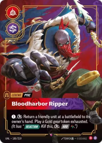 Pyke, Bloodharbor Ripper (185/219), Unleashed — Riftbound card price