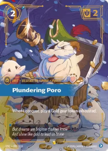 Plundering Poro (Overnumbered) (222/219), Unleashed — Riftbound card price